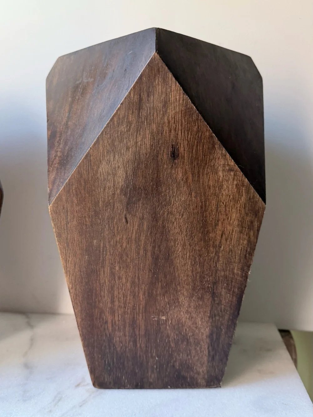 Handcrafted Geometric Wooden vase planter set of 2